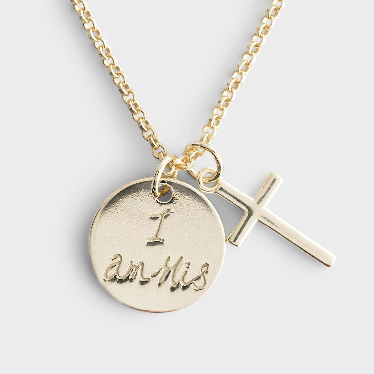 Image of I Am His - Gold Cross Pendant Necklace with Charm other