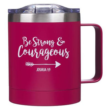 Image of Be Strong & Courageous Very Berry Camp Style Stainless Steel Mug - Joshua 1:9 other