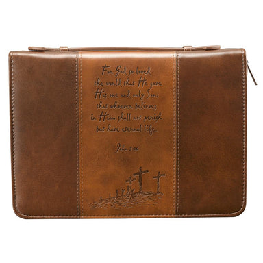 Image of John 3:16 (Brown/Tan) Two-tone LuxLeather Bible Cover, Medium other