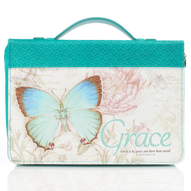 Image of Grace Butterfly Blessings Teal Faux Leather Fashion Bible Cover - Ephesians 2:8 other