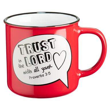 Image of Trust in the Lord Scripture Bubble in Red Ceramic Proverbs 3:5 Coffee Mug other
