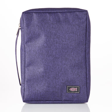 Image of Purple Poly-Canvas Value Bible Cover with Fish Badge other