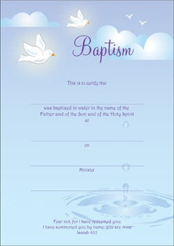 Image of Baptism Certificate (Pack of 10) other