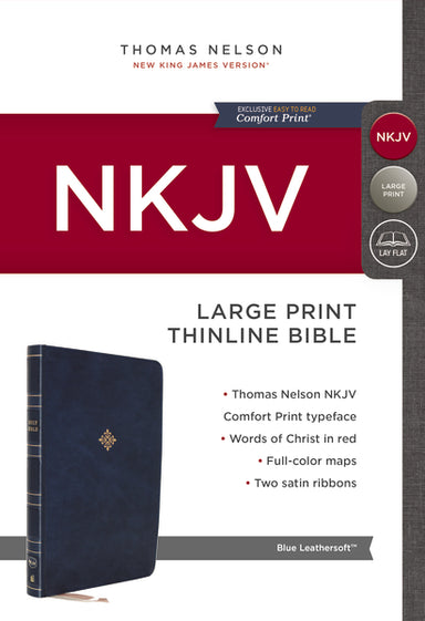 Image of NKJV, Thinline Bible, Large Print, Leathersoft, Blue, Red Letter, Comfort Print other