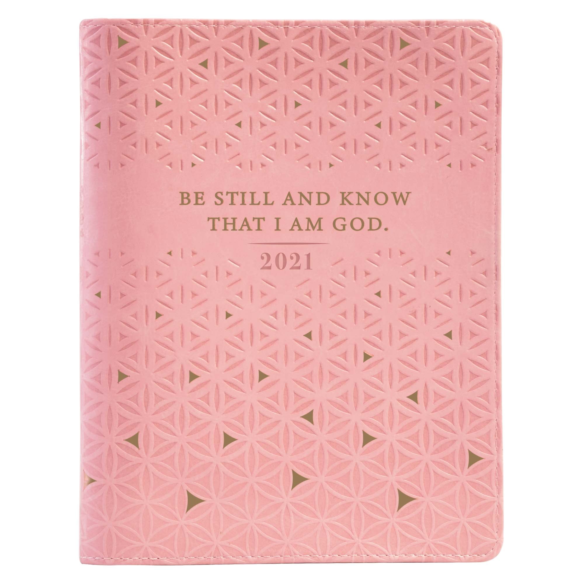 Image of 2021 Pink Be Still and Know Large Zippered Faux Leather  18-month Planner - Psalm 46:10 other