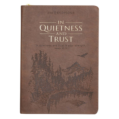 Image of In Quietness and Trust Brown Zippered Faux Leather Daily Devotional other