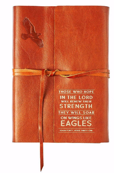 Image of Wings of Eagles Saddle Tan  Full Grain Leather Journal with Wrap Closure - Isaiah 40:31 other
