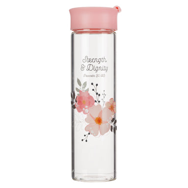 Image of Strength & Dignity Glass Water Bottle Proverbs 31:25 other