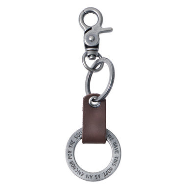 Image of Hope As An Anchor Stamped Keyring with Brown Genuine Leather Loop - Hebrews 6:19 other