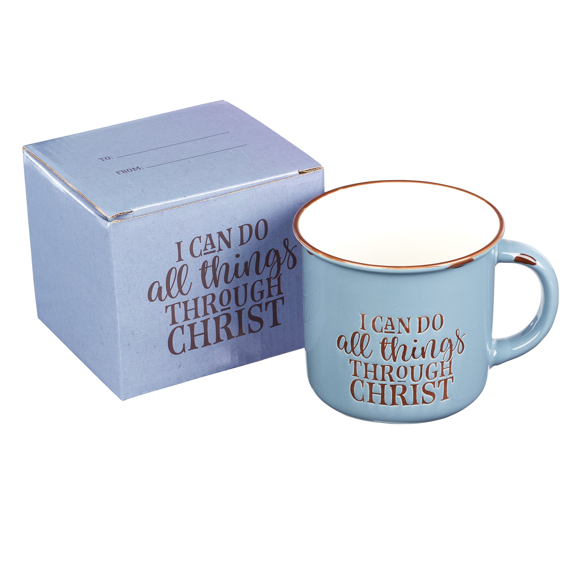 Image of I Can Do All Thing Through Christ Blue Camp Style Coffee Mug - Philippians 4:13 other