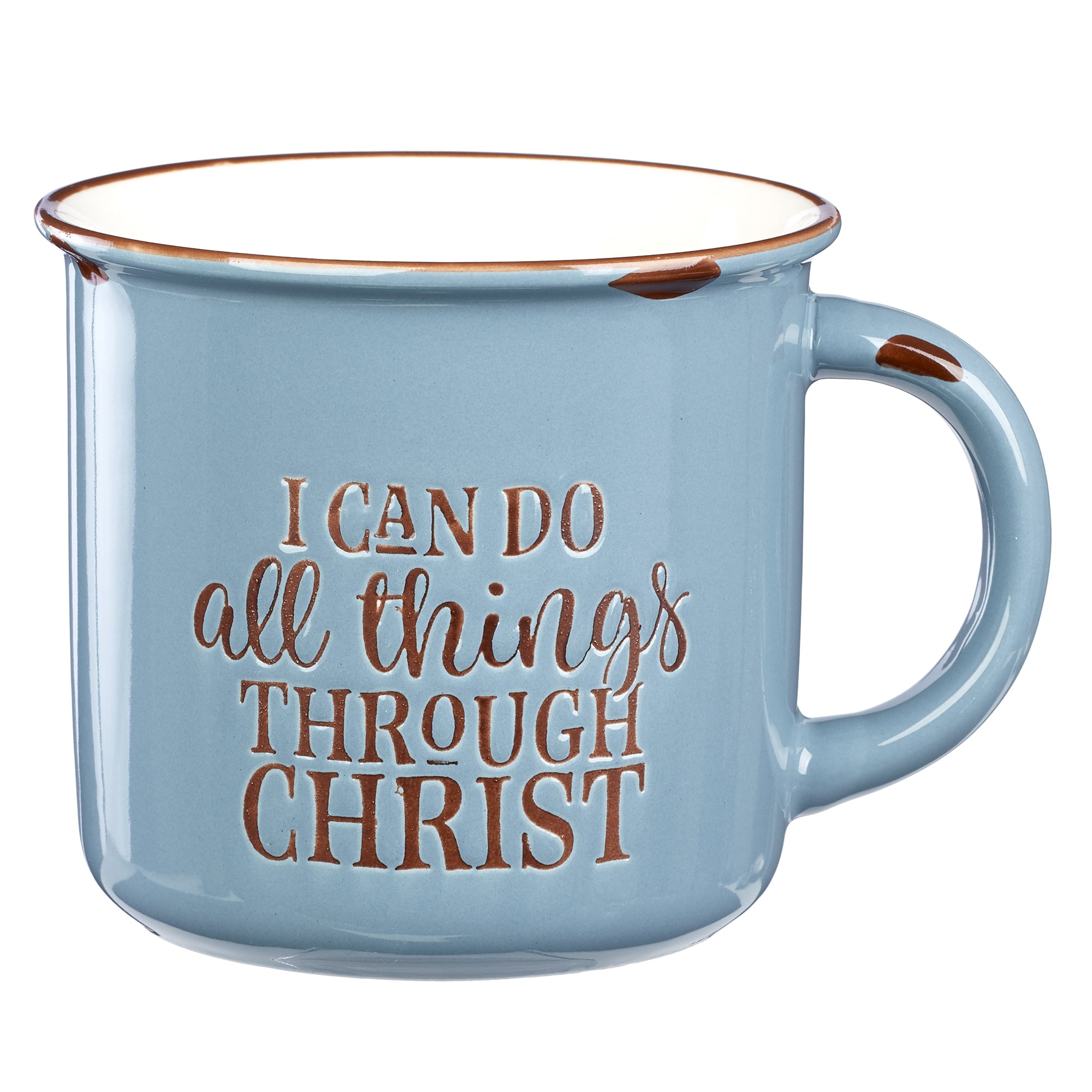 Image of I Can Do All Thing Through Christ Blue Camp Style Coffee Mug - Philippians 4:13 other
