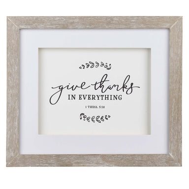 Image of Give Thanks Wood Framed Wall Art with Glass Overlay - 1 Thessalonians 5:18 other