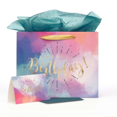 Image of Happy Birthday Multicolored Large Gift Bag Set with Card and Tissue Paper other