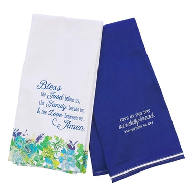 Image of Our Daily Bread Set of Two Tea Towels in Blues - Matthew 11:6 other