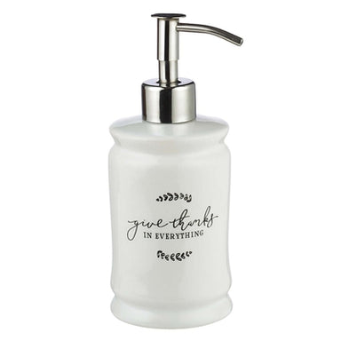 Image of Give Thanks in Everything Ceramic Soap Dispenser in White - 1 Thessalonians 5:18 other