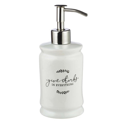 Image of Give Thanks in Everything Ceramic Soap Dispenser in White - 1 Thessalonians 5:18 other