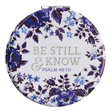 Image of Be Still & Know Blue Floral Compact Mirror - Psalm 46:10 other
