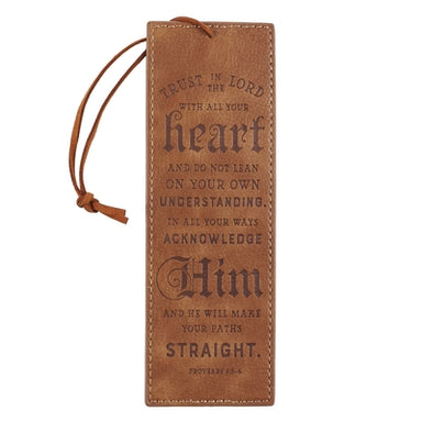 Image of Trust In The LORD Tan Faux Leather Bookmark - Proverbs 3:5 other