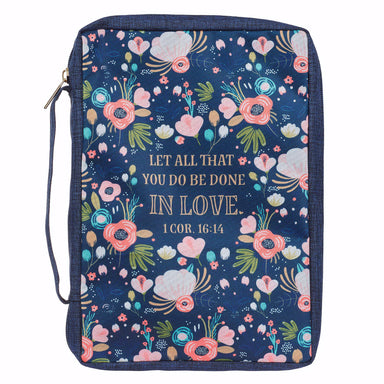 Image of Done in Love Navy Floral Value Bible Case - 1 Corinthians 16:14 other