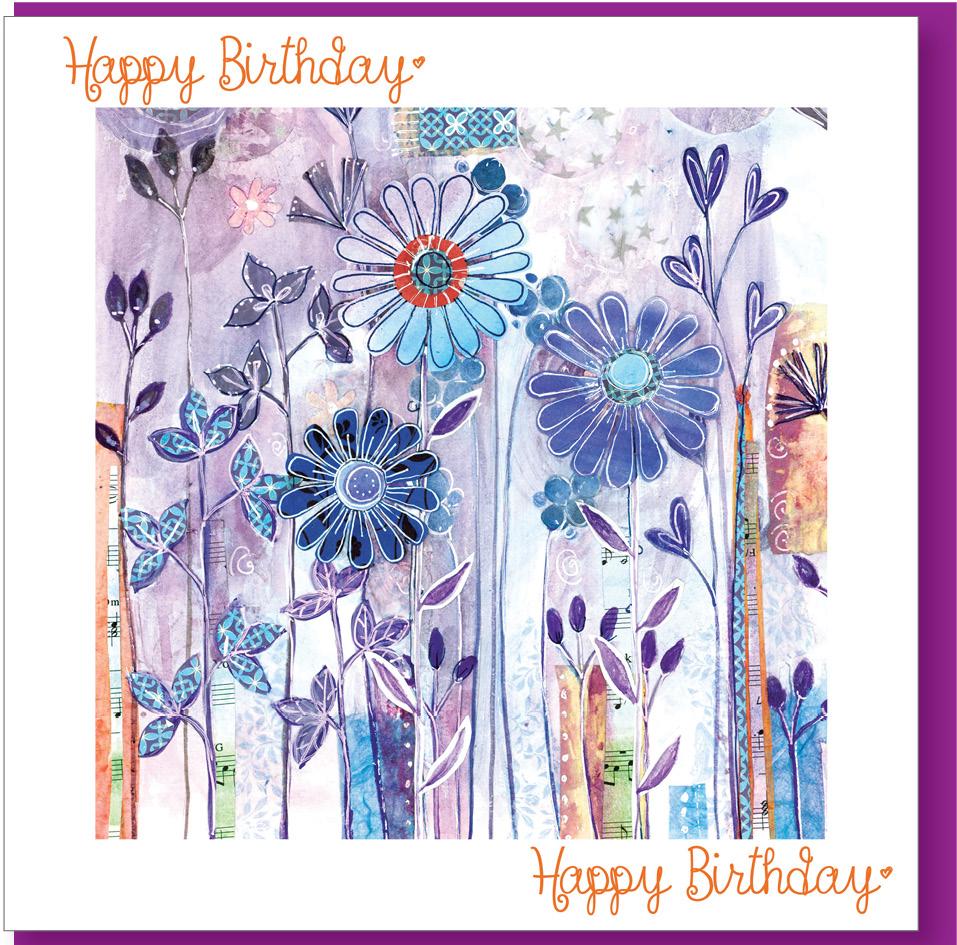 Image of Birthday Purple Flowers Greetings Card other