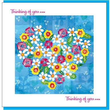 Image of Flowers & heart thinking of you Greetings Card other