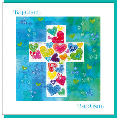 Image of Baptism Hearts & cross Greetings Card other