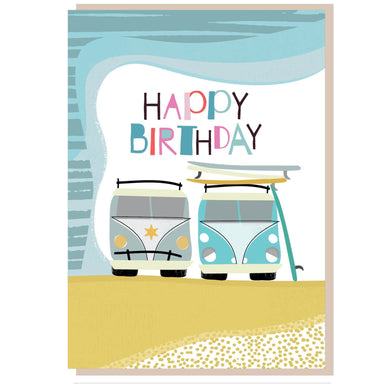 Image of Happy birthday campervans Greetings Card other