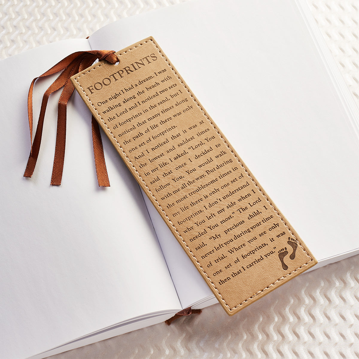 Image of Footprints - Faux Leather Bookmark other