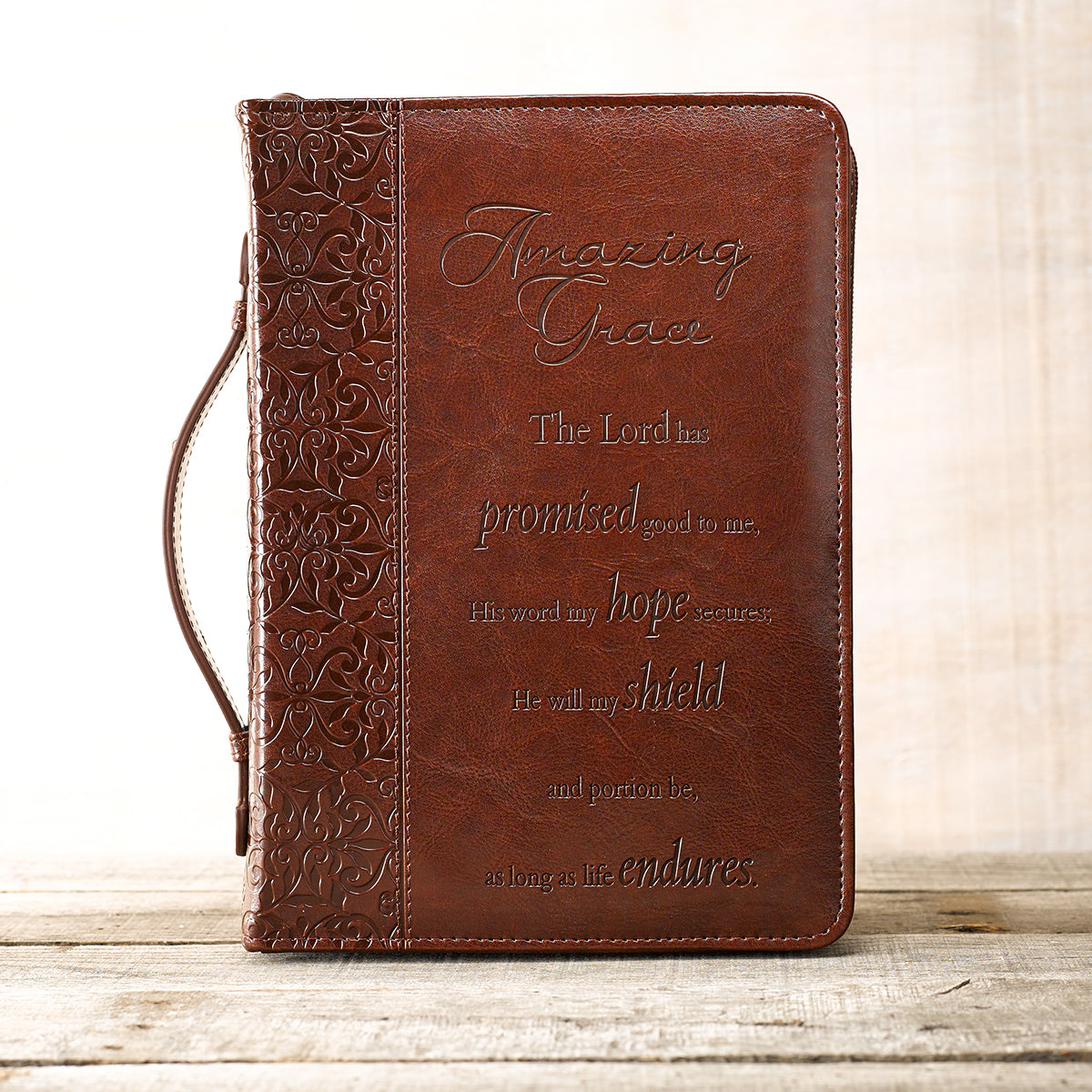 Image of "Amazing Grace" (Brown) LuxLeather Bible Cover- Medium other