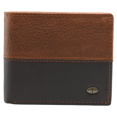 Image of Two-Tone Genuine Leather Wallet with Cross Stud other