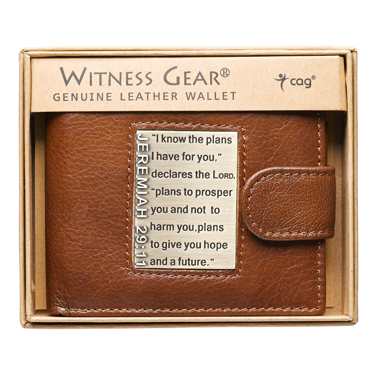 Image of Brown Genuine Leather Wallet w/Brass Inlay - Jeremiah 29:11 other