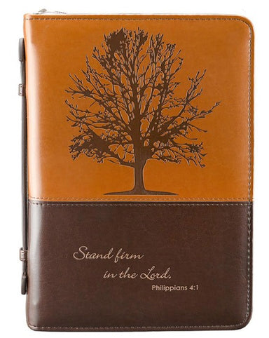 Image of Bible Cover Medium Imitation Leather Brown - Stand firm in the Lord other