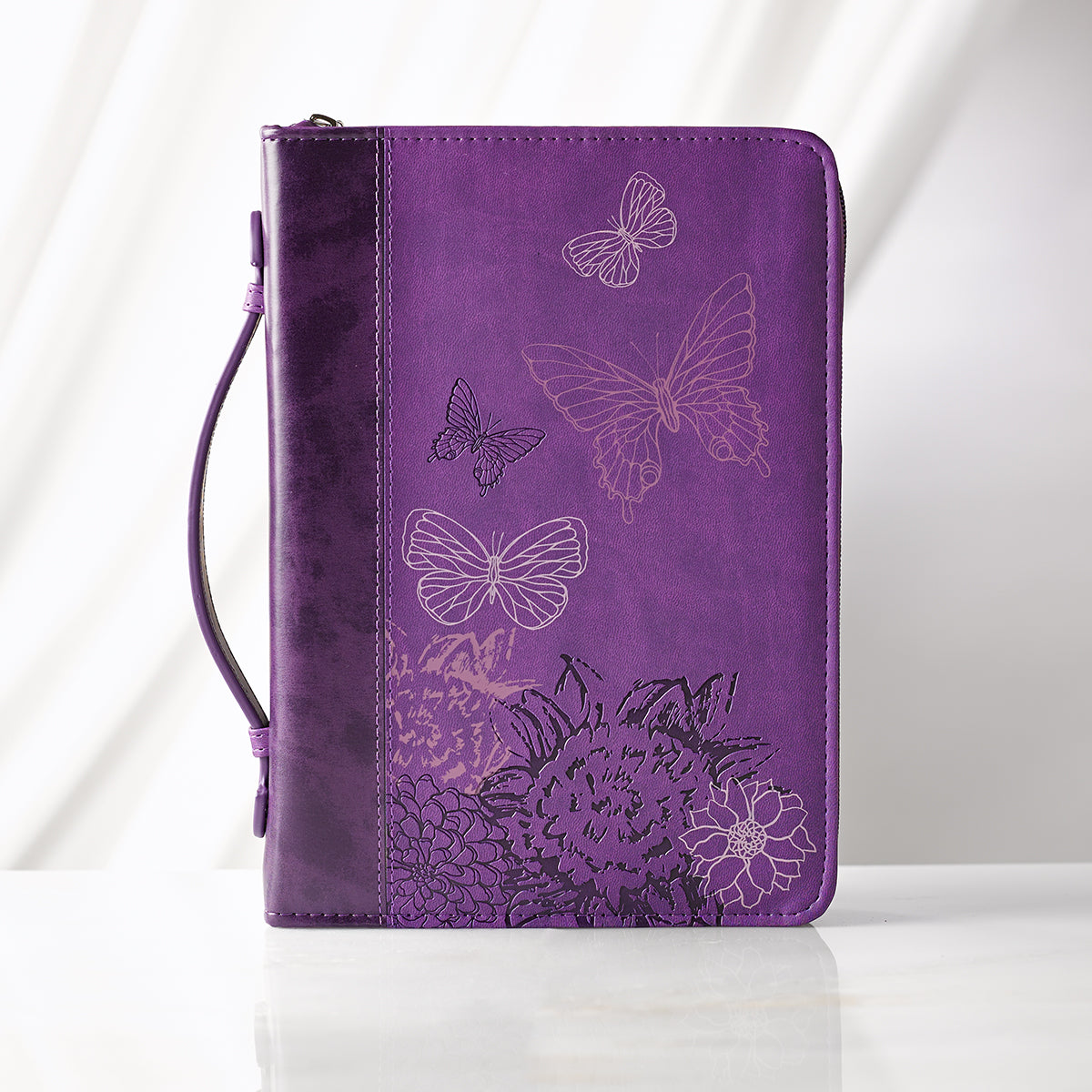 Image of Butterflies (Purple) LuxLeather Bible Cover, Medium other