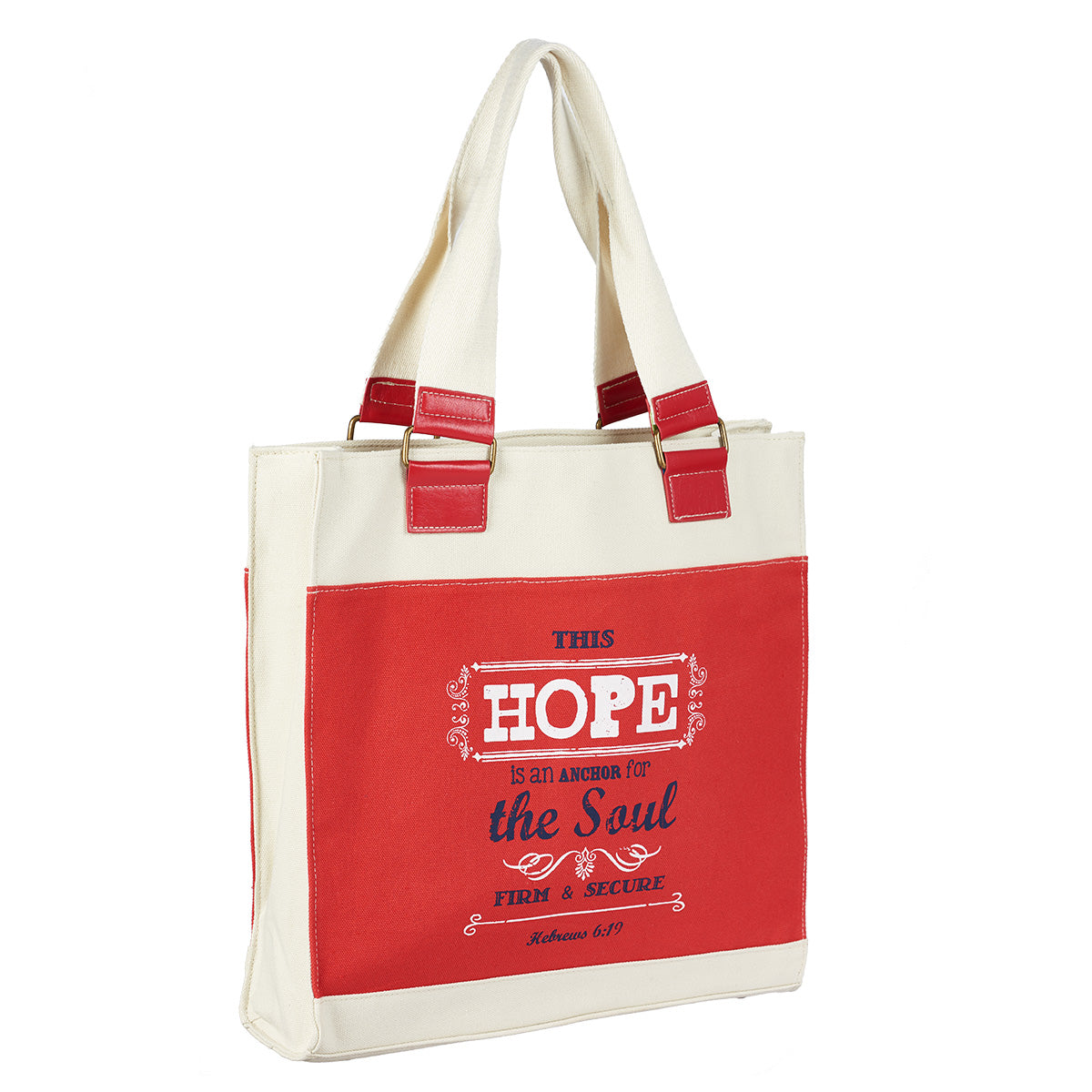 Image of Retro Blessings "Hope" Red Canvas Tote Bag - Hebrews 6:19 other