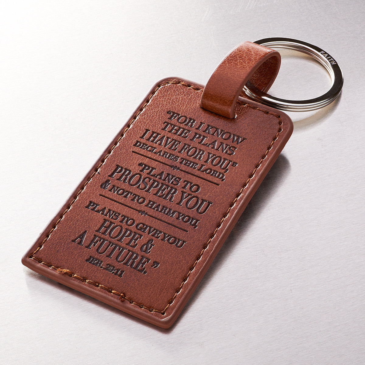 Image of I Know the Plans Jer 29:11 Brown LuxLeather Keyring other