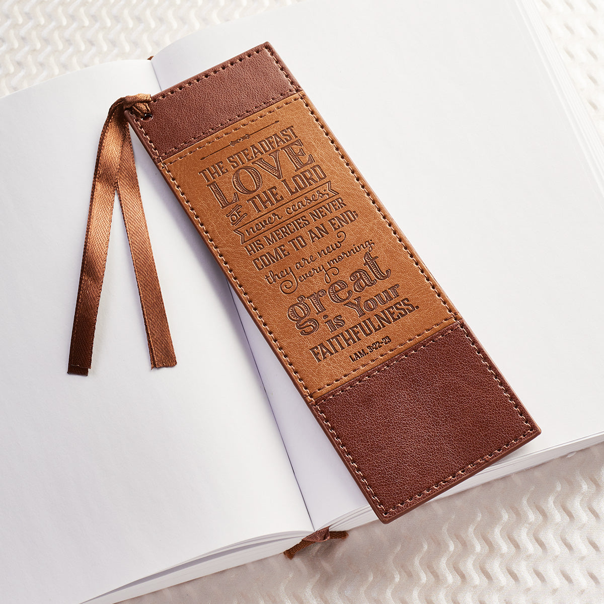 Image of Bookmark-Pagemarker-Steadfast Love-LuxLeather-Tan/Brown other