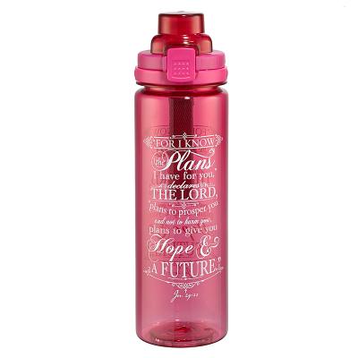 Image of I Know the Plans in PinkPlastic Water Bottle  - Jeremiah 29:11 other