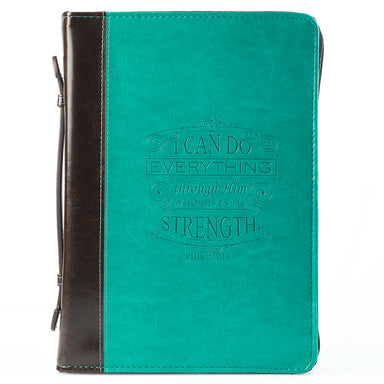 Image of I Can Do Everything Turquoise & Brown Faux Leather Fashion Bible Cover -  Philippians 4:13 other