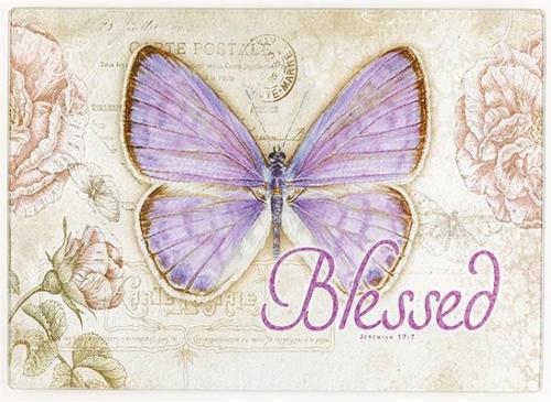 Image of Butterfly Blessings Large Glass Cutting Board other