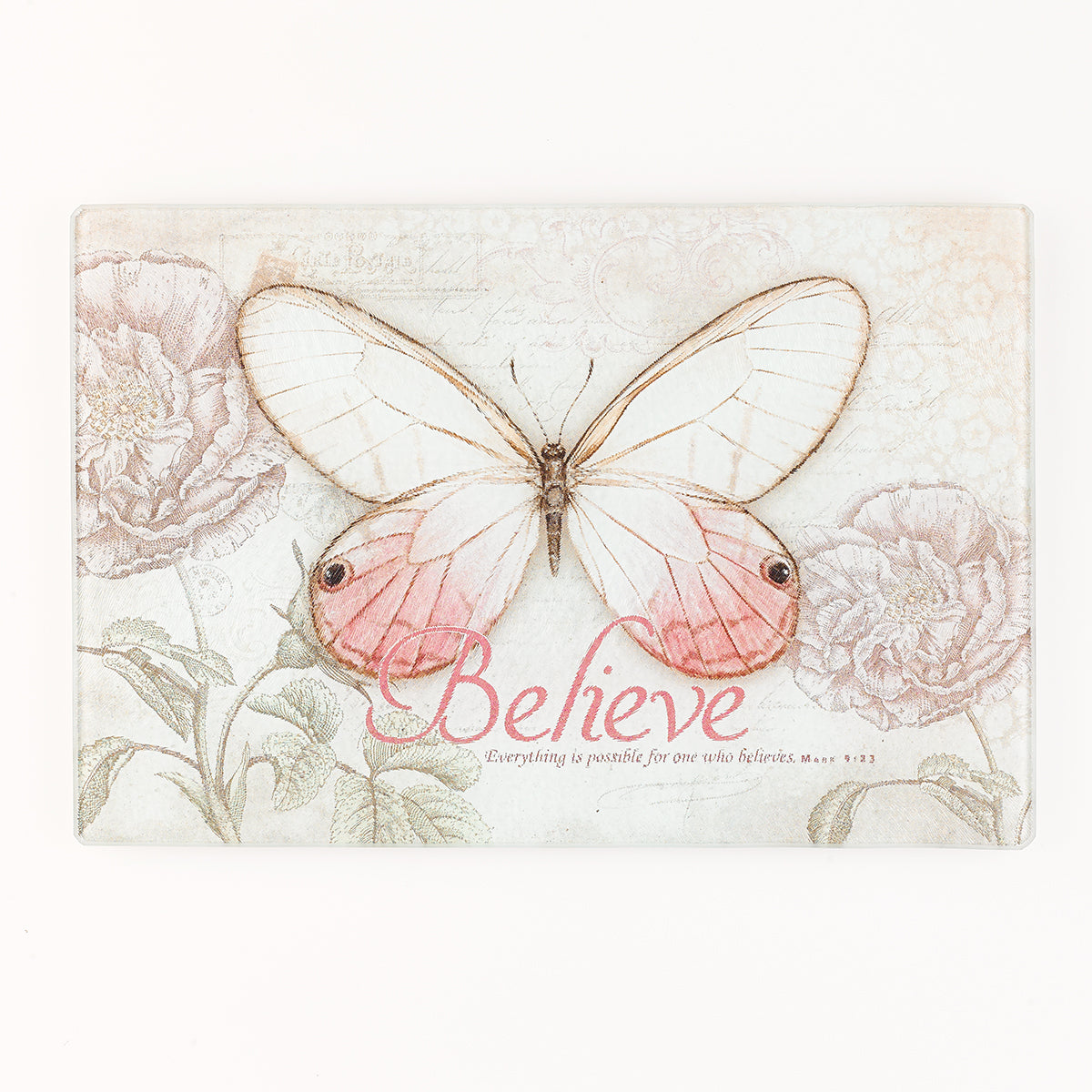 Image of Believe Butterfly Medium Glass Cutting Board other