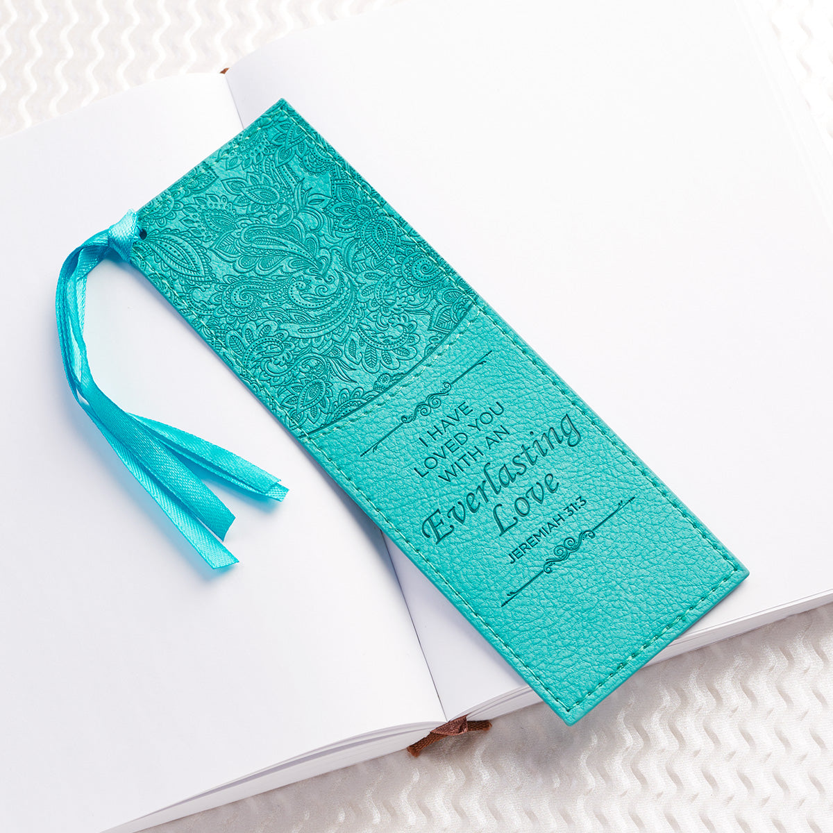 Image of Bookmark-Pagemarker-Everlasting Love-LuxLeather-Turquoise other