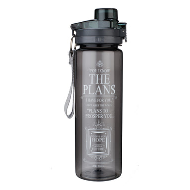 Image of The Plans in Black Plastic Water Bottle -  Jeremiah 29:11 other
