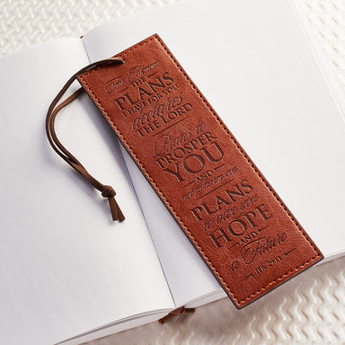 Image of Bookmark-Pagemarker-I Know The Plans-LuxLeather-Brown other