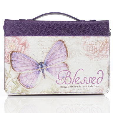 Image of Blessed Purple Butterfly Blessings Faux Leather Fashion Bible Cover - Jeremiah 17:7 other