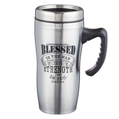 Image of Blessed is the Man Stainless Steel Travel Mug With Handle - Psalm 84:5 other