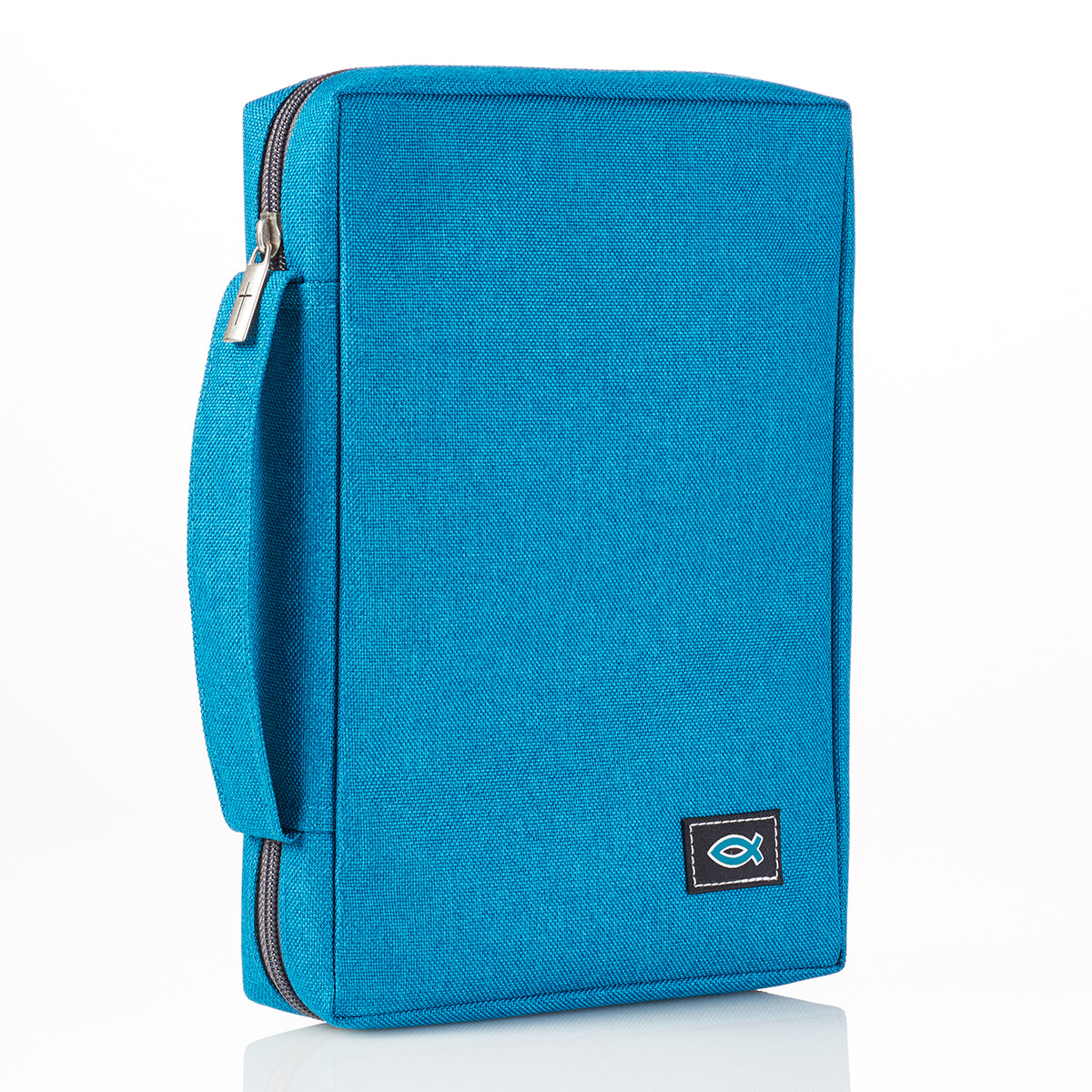 Image of Teal Poly-Canvas Value Bible Cover with Fish Badge other