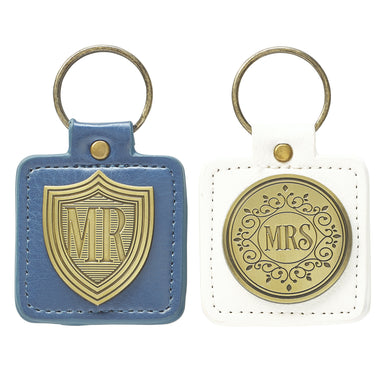 Image of Mr and Mrs set of two Keyrings in Tin other