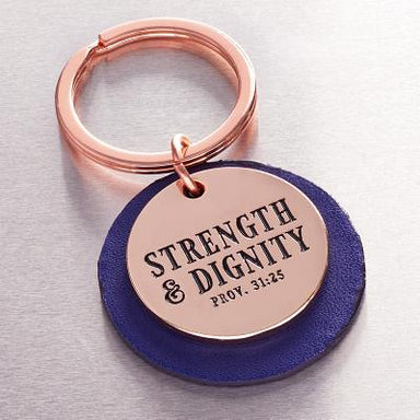 Image of Strength and Dignity - Proverbs 31:25 Keyring in Tin other