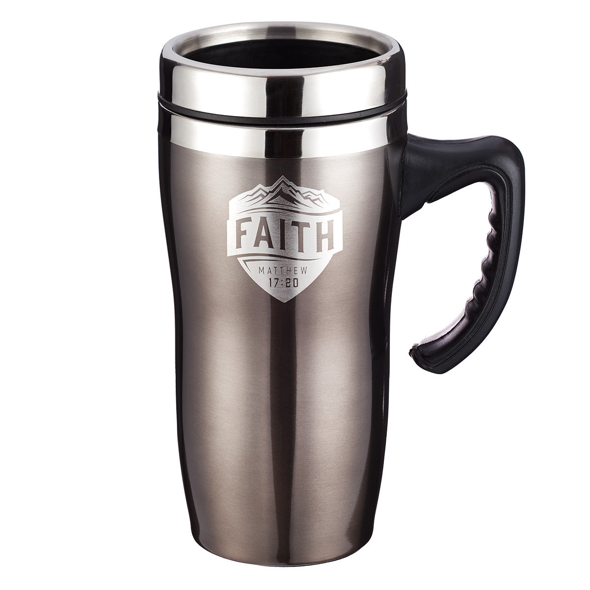 Image of Faith Stainless Steel Travel Mug With Handle  - Matthew 17:20 other