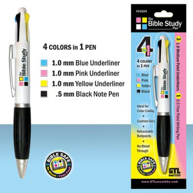 Image of Bible Study Highlighter Pen 4In1 Black/Pink/Yellow/Blue other